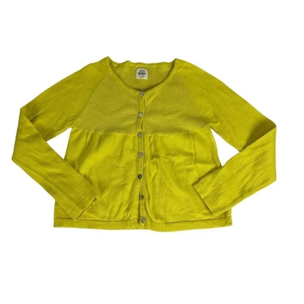Mini Boden Open Front Yellow Cashmere Blend Cardigan 9-10 Year